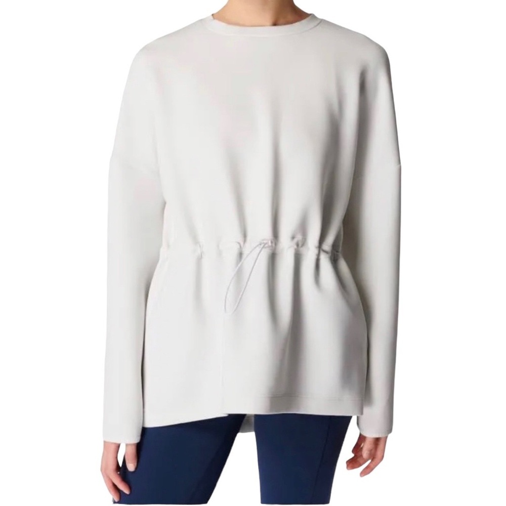 Sweaty Betty Scuba Drawstring Neoprene Gray Sweatshirt - XXL